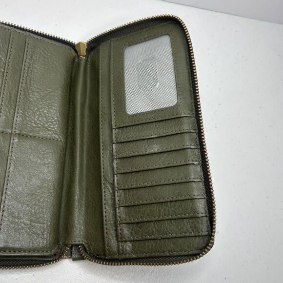 Fossil Liza Olive Snake Print Leather RFID Zip-Around Wallet Womens Designer - Picture 8 of 13